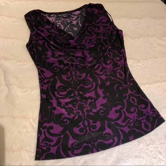 Black & Purple Cowl Neck Tank Top - Picture 3 of 9
